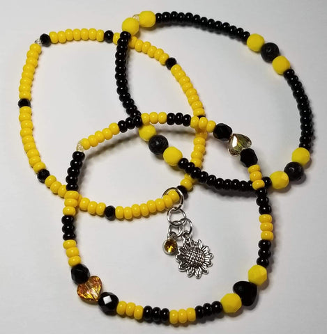 Yellow/Black/Lava beads  *S.C.* Heart